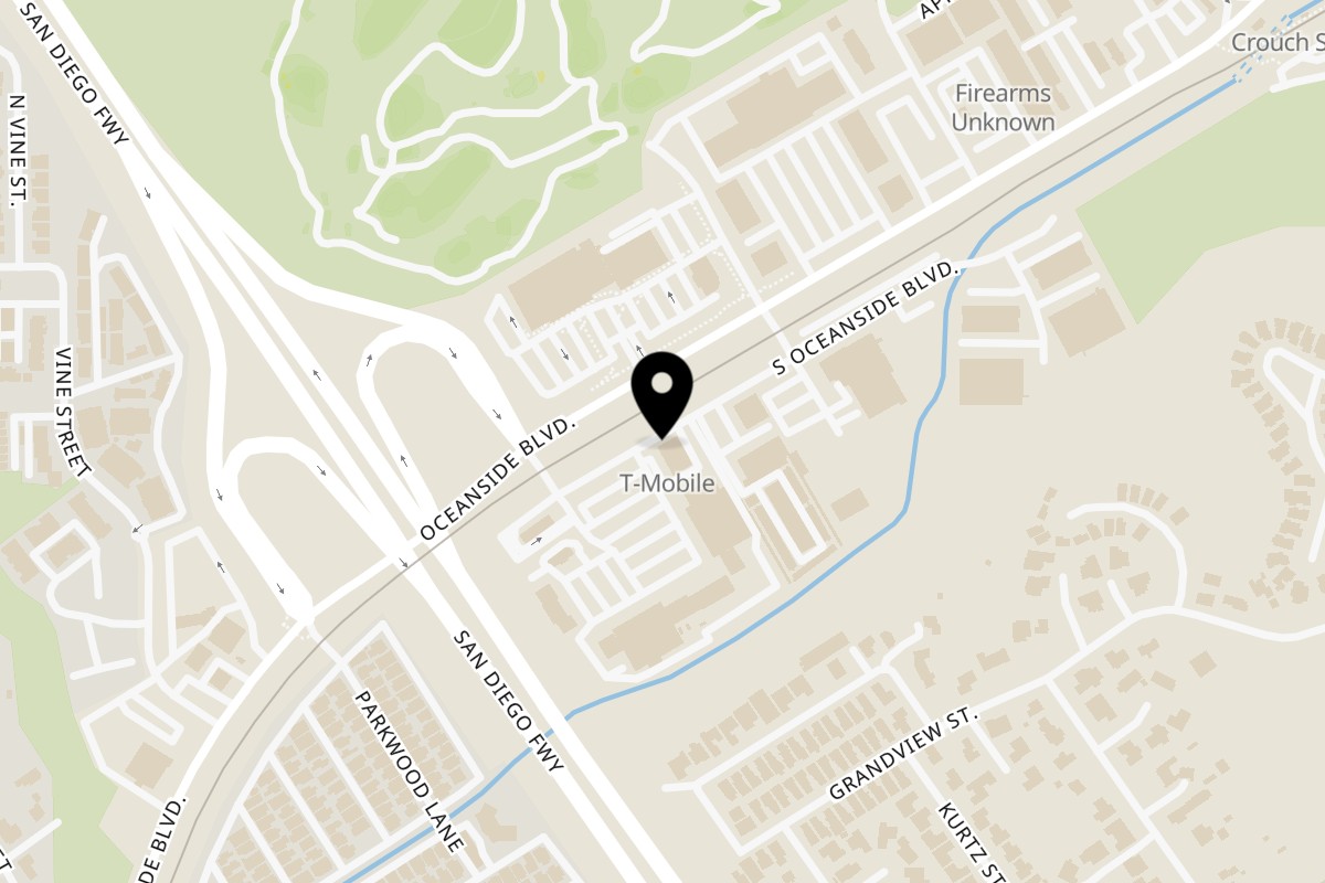 Map showing the location of The Cheesesteak Grill on 1771 S Oceanside Blvd in Oceanside